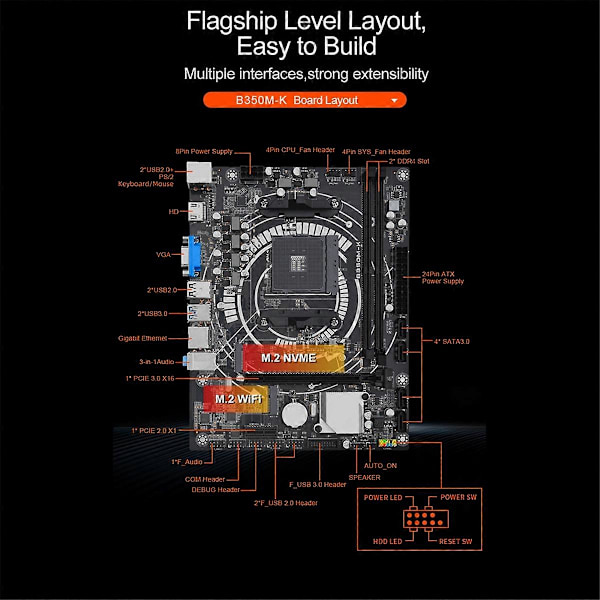 B350M-K Peliemolevy AMD Micro-type ATX -työpöytäemolevylle