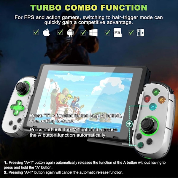 Trådlös spelkontroll för mobiltelefon Android iOS för PS4 Switch (Vit)