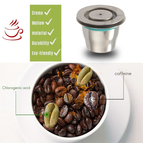 Återanvändbar för Pod Espresso Kaffekapsel Rostfria Stålkapslar