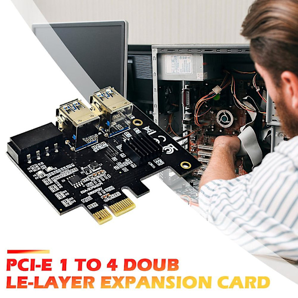 PCIe Riser-kort PCI-E 1X till 16X 1 till 4 USB 3.0 Riser för BTC Mining Molex 4 Pin 1 till 4 PCI-E Expres