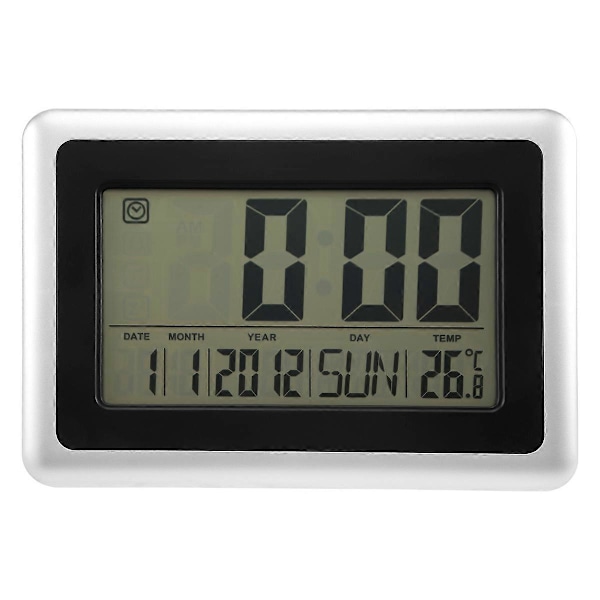 Stor Väggklocka med Display, Utan Ljus (Dag, Kalender, Temperatur)