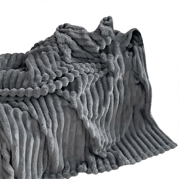 Vintertæppe Ultra-Blødt Dobbeltsidet Plys Komfort Ren Farve Maksimal Komfort Mikrofiber Super Varm Sofa Seng Kontor Lur Vintertæppe Grey M