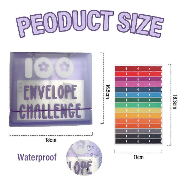 100 Kuvert Utmaning Pärm, Sparutmaningsbox kit Kontant Sparutmaningskit, Sparutmaningsbok med Kontantkuvert style2383