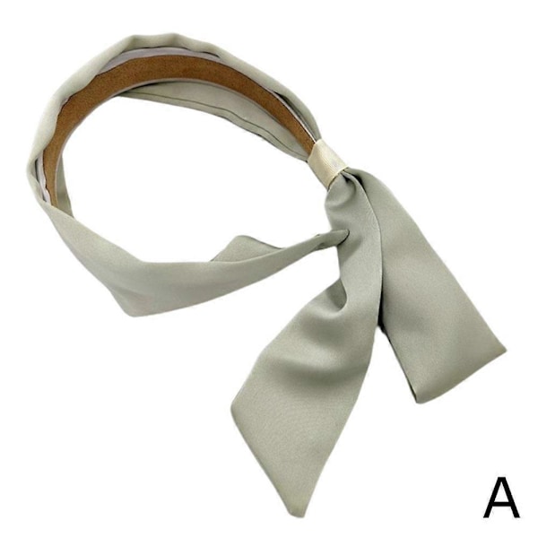Smal Hårband i Siden Satin Scarf Kvinnor Sommar Tryck Långt Hår Green