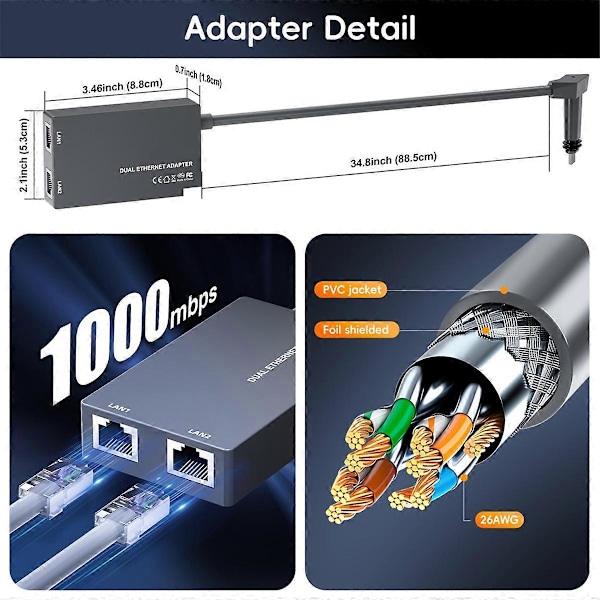 För Starlink 2 Portar Ethernet Adapter för Trådbundet Externt Nätverk GEN2