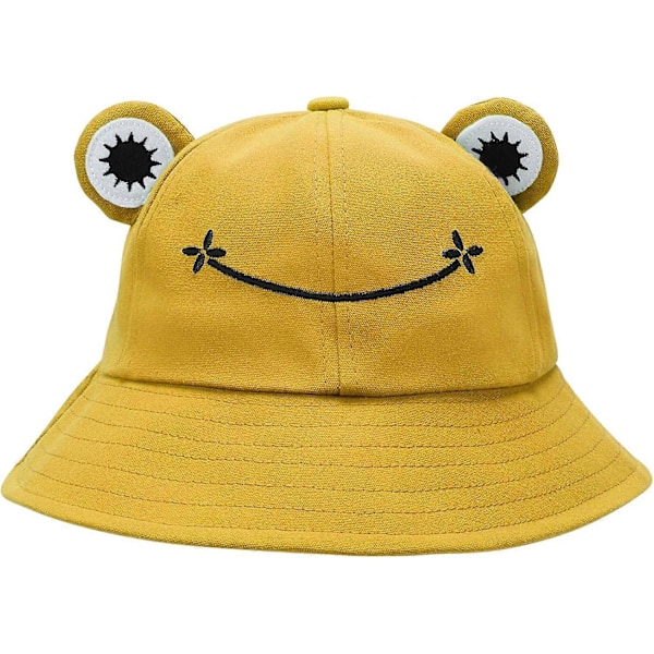 Grodhatt Hink Solhatt För Kvinnor Grodhinkhatt Sommar Utomhus Vikbar Andningsbar Hinkhatt För Kvinnor-Gul-Barn: 51-53 Cm