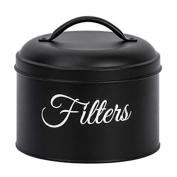 Kaffefilterhållare, korgkaffefilterförvaring med lock, svart