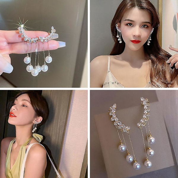 Elegant tofsörhänge i nischdesign, koreansk stil, vita örhängen för kvinnor