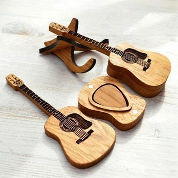 Träplektrumbox för gitarr, akustisk gitarrplektrumbox i trä