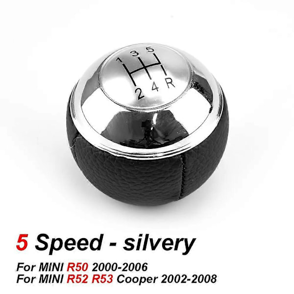 5-växlad manuell växelspaksknopp för Mini R50 2000-2006 Cabrio R52 2002-2008 Silver 5 Speed