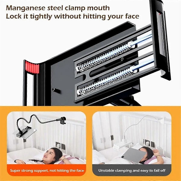 Tablet Clip Grip Stativ 360° Justerbar Hållare