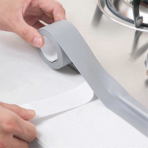 Vattentät Tätningslist Dusch Handfat Badkar Tätningsmedel 3,2m x 3,8cm grå