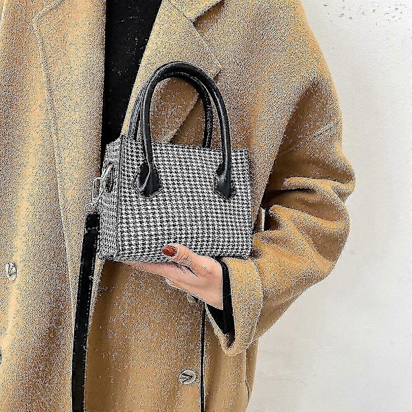 Axelväskor Retro Houndstooth Messenger Bag Dam Mode Resa Små Handväskor För Kvinnor