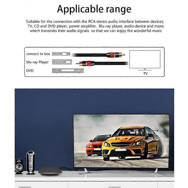 Digital Audio RCA-kabel Han Højttaler Hifi Subwoofer-kabel AV 0,5M