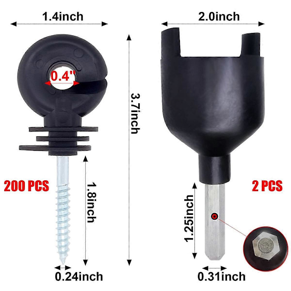 Elektrisk hegnisolator, skrue-i-isolator, 100 stk., B