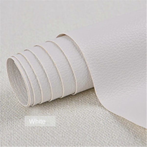 Självhäftande läder för soffreparation, möbelbordsstolsdekal, sitsväska, skoreparation White 10x20cm