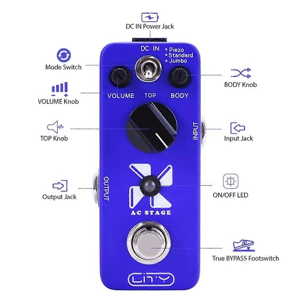 Gitarr Effekt Pedal Akustisk Simulering AC Stage Gitarr Effekt Pedal