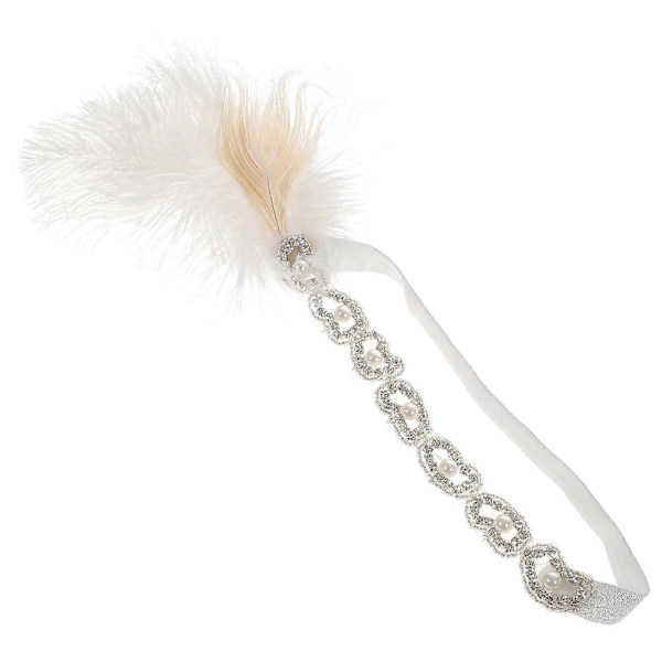 s Hodebånd Håndlaget Rhinestone Elastisk Hodebånd Bryllup Hår Tilbehør Hodeplagg (Hvit)