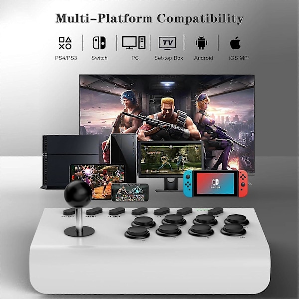 Joystick-ohjain, 3-tilan yhteys PS4/PS3/Xbox One/Switch -konsoleille (valkoinen/musta)