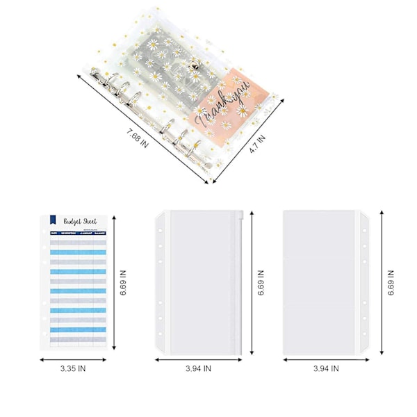 A6 Ringbind Pvc Notesbog Cover, Ringbind Budget Kuvertsystem Budgetplanlægger, ringbind Lommer, budget Sh