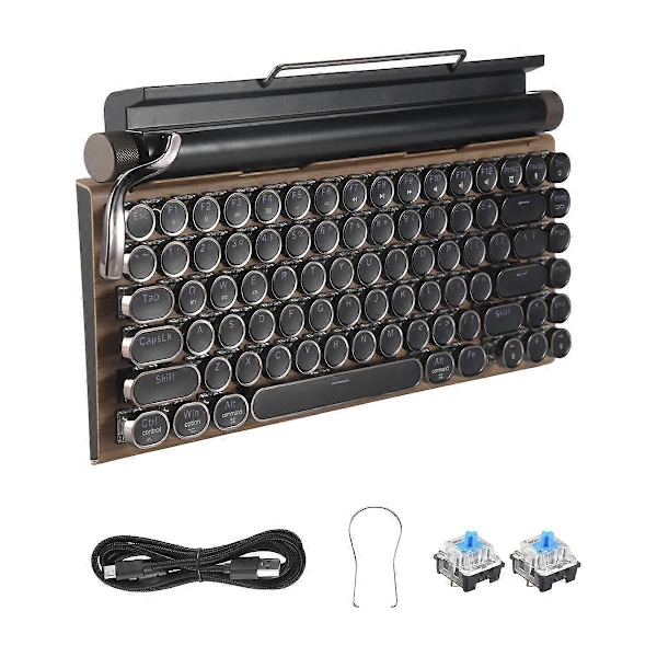 Retro Skrivmaskin Tangentbord Trådlöst Bluetooth Mekaniskt Tangentbord