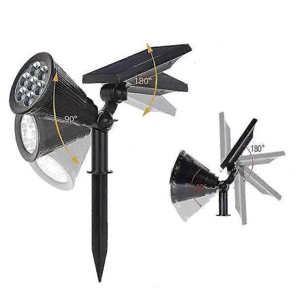 2 Markspikslampor, Solcellsdrivna Utomhuslampor för Gräsmattan, Spotlights, Gårdslampor, Plug-in RGB Landskapslampor, 7 Vita LED-lampor