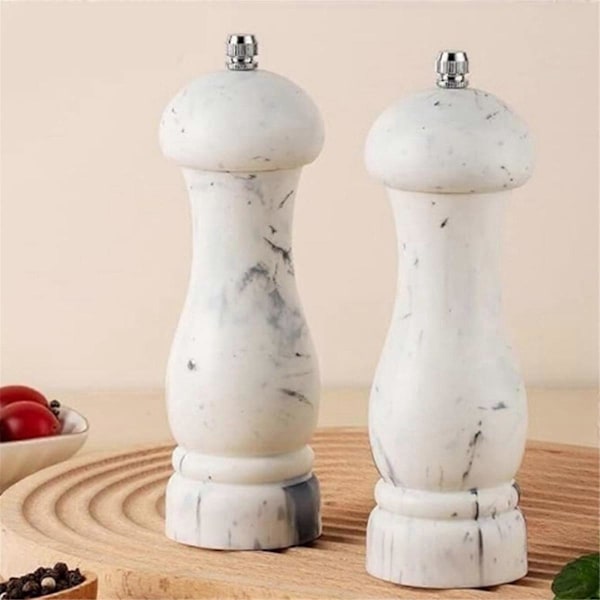Salt- och pepparkvarnset, imitation marmor, påfyllningsbara kvarnar, 1 st