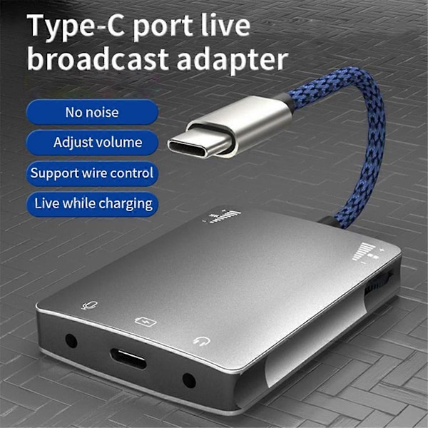 USB C Live Ljudkort Högtalare 3.5mm Ljudgränssnitt Adapter för / Hörlurar Hög Kvalitet Live Konverterare
