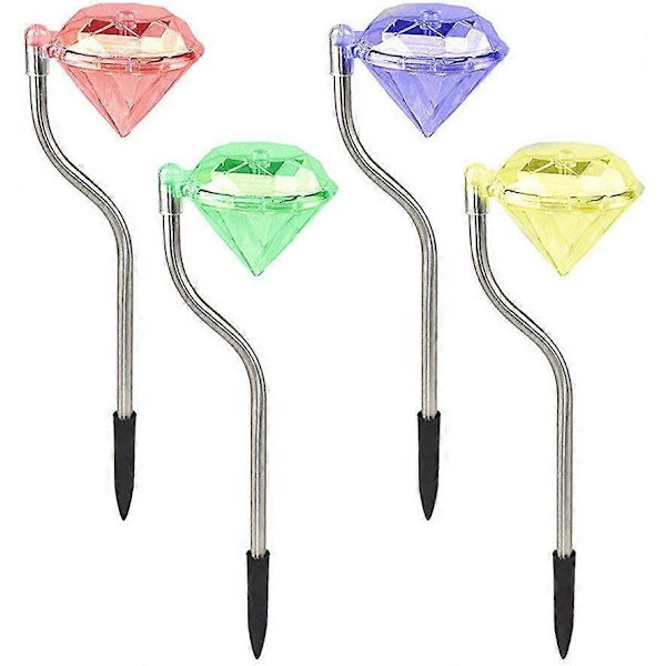 4-pack LED Färgskiftande Solcellsdiamantlampor Trädgård Gräsmatta Landskap Gångväg In Lampor