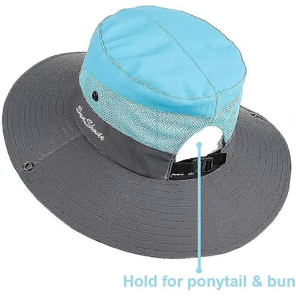 Dame Hestehale Safari Solhat Bred Skygge UV Beskyttelse Udendørs Spandhat Foldbar Strand Sommer Fiskehat - Pink & Lilla