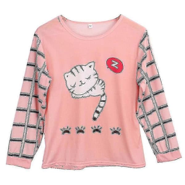 Dam Pyjamas Set Sovkläder Loungewear Pyjamas-Bra Pink Cat M