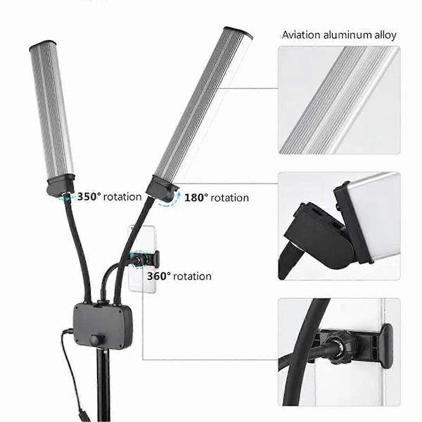 Kaksivartinen himmennettävä LED-videovalo kauneudelle, 2700K-5600K, 2 valotilaa, 45W, valokuvaus, suoratoisto, EU-pistoke