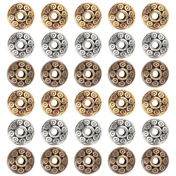 300 st Smycken Halsband Metallbrickor Legering Rondell Distanspärlor Blandad Färg Lösa Pärlor Legering Runda Pärlor Antika Pärlor Hantverk
