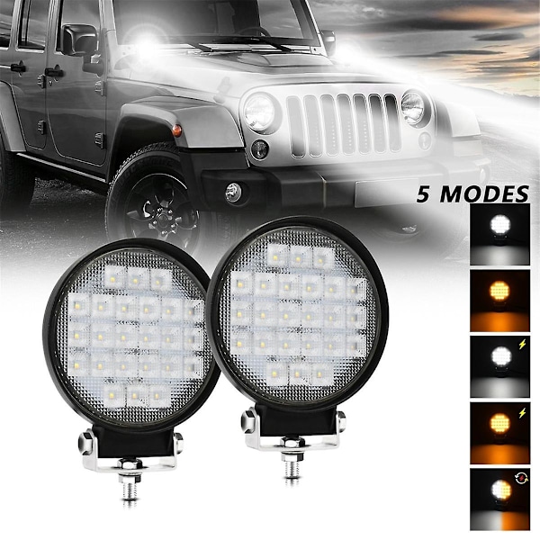 4 tommer rundt LED arbejdslys, 2 stk. 72W projektør til offroad-køretøjer, lastbil, traktor, vogn, båd, ATV U