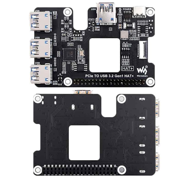 PCIe till USB 3.2 Gen1 HAT+Expansionskort för 5 PCIe till USB HUB 4 Höghastighets USB Drivrutinsfri Plug a