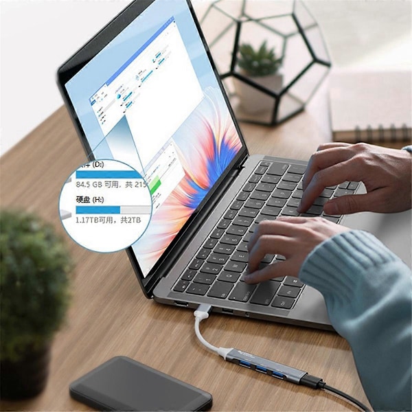 USB-splitter 1 till 4 Multi-Funktion Multi-Port Hub
