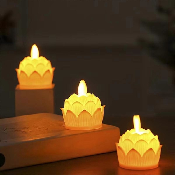 Buddhistiskt Bordsljus Ljuslykta Flamfri Buddhistiska Ljus, A