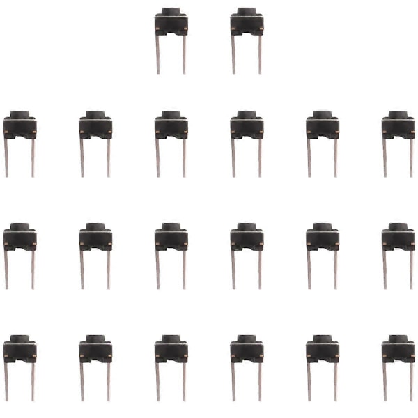 20 st 6x6x5mm Momentan Taktil Tryckknappsbrytare 2 Pin DIP Genomgående Hål