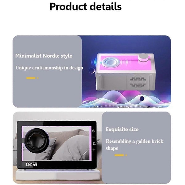 Bärbar Retro Bluetooth Högtalarklocka med RGB-ljus TF-kort A E