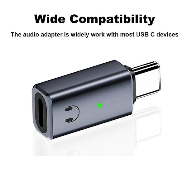 USB Type C -liitännästä kuulokeliitäntään -muunnin 15 harmaalle