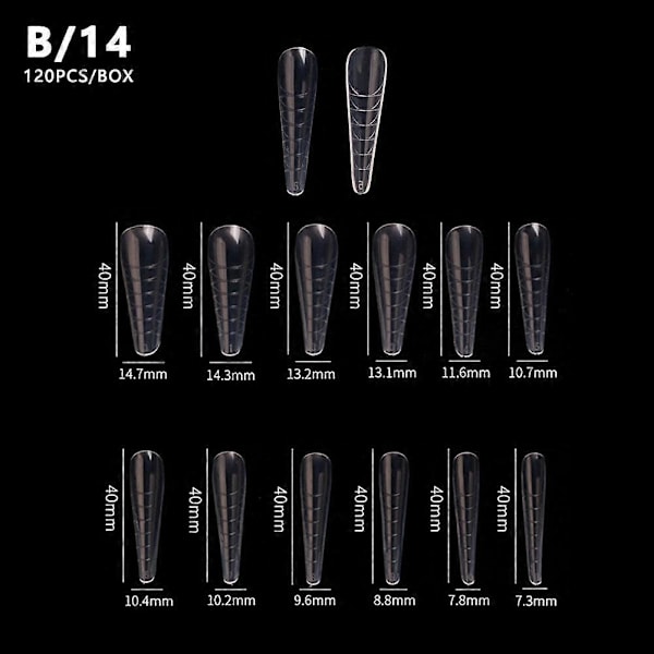 120 st Poly Dual Forms Nagelgel Snabb Byggformar Tips Nagel Förlängningsverktyg Set B