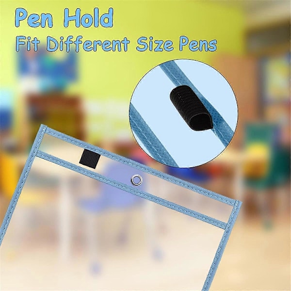 50-pack Återanvändbara fickor för whiteboard, 5 olika färger, skyddande fickor för lärare, skola, klassrumsmaterial