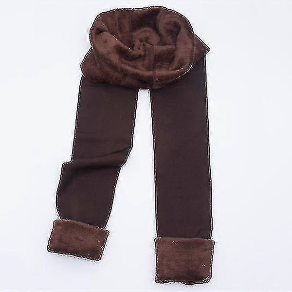Fash Tjocka Varma Sömlöst Integrerade Inverterade Kashmir Leggings Varma Byxor Brown M