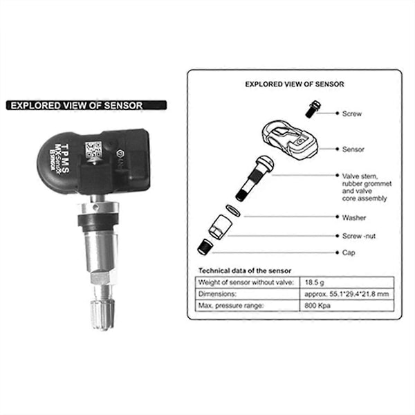 12st Programmerbar MX-sensor 315MHZ+433MHz för Verktyg TS408 TS508