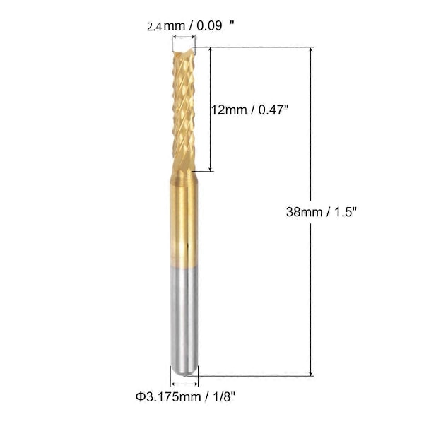 10 st Titanbelagda Karbidfräsar för PCB-maskin, 1/8 tums skaft 2,4 mm