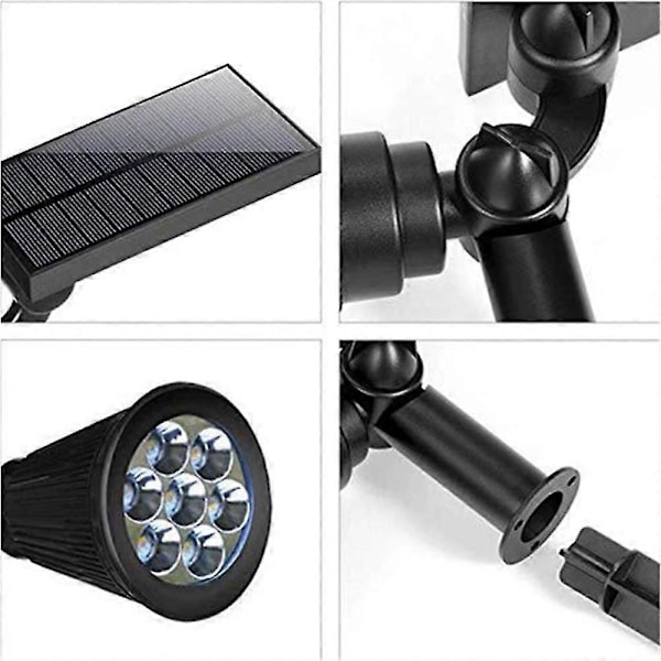 2 Markspikslampor, Solcellsdrivna Utomhuslampor för Gräsmattan, Spotlights, Gårdslampor, Plug-in RGB Landskapslampor, 7 Vita LED-lampor