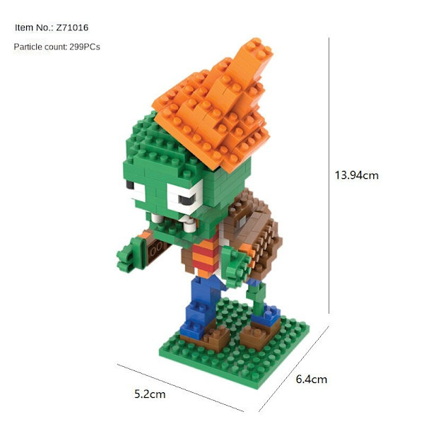 Barnleksak Plants Vs Zombies Byggklossar Pussel Sömnadsleksaker conehead zombie