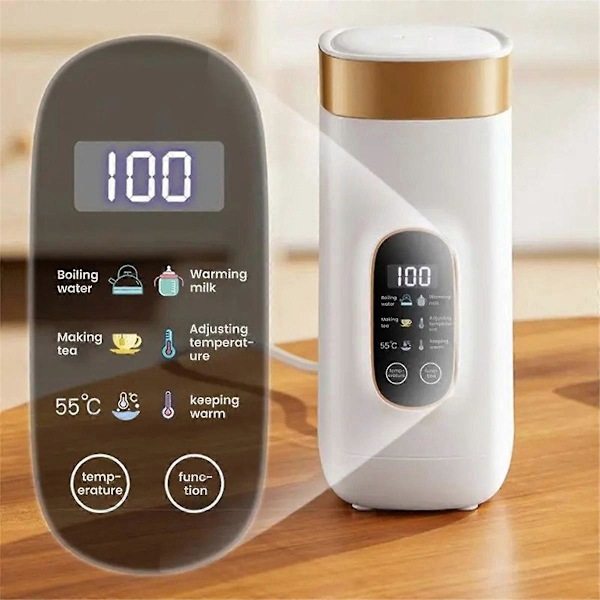 Elektrisk Termosmugg 650ml Vattenvärmekopp EU-kontakt, Vit