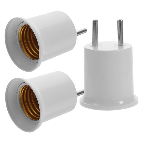 3 stk. lysfatnings-til-stik-adapter E27/E26 pærefatningsadapter EU-stik