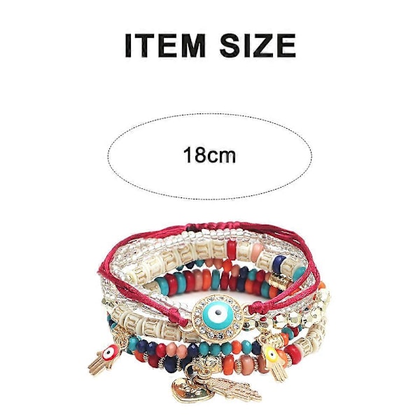 Handgjort Pärlbroderi Mode Ögon Ris Pärla Temperament Multi Lager Armband - Blandad Färg